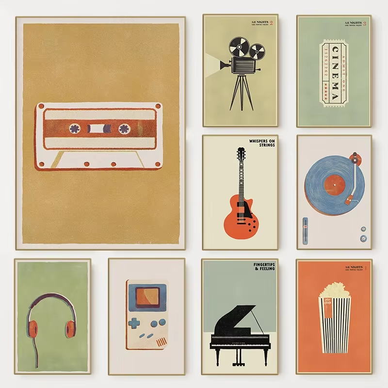 Musical Instrument Photo - ملصق موسيقى البوب ​​العتيقة على الطراز