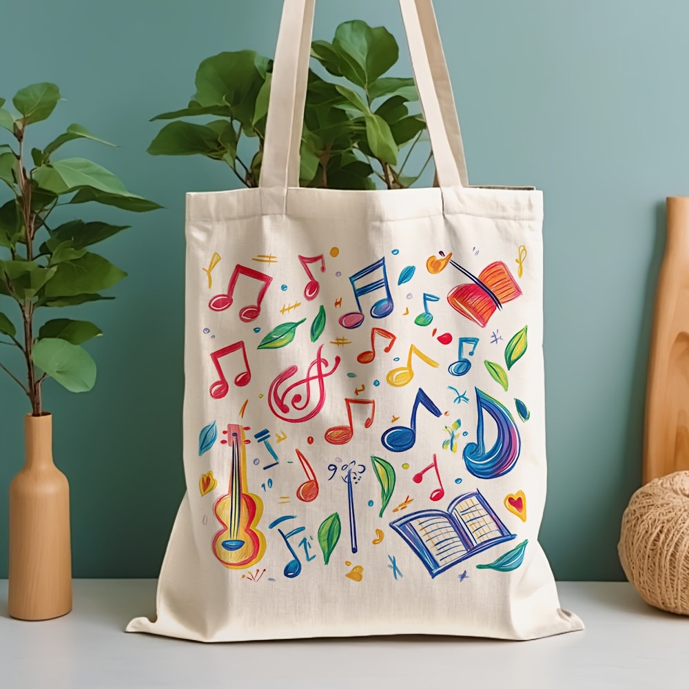 Musical Instrument Shop - حقيبة قماشية مزينة بتصميم آلات موسيقية